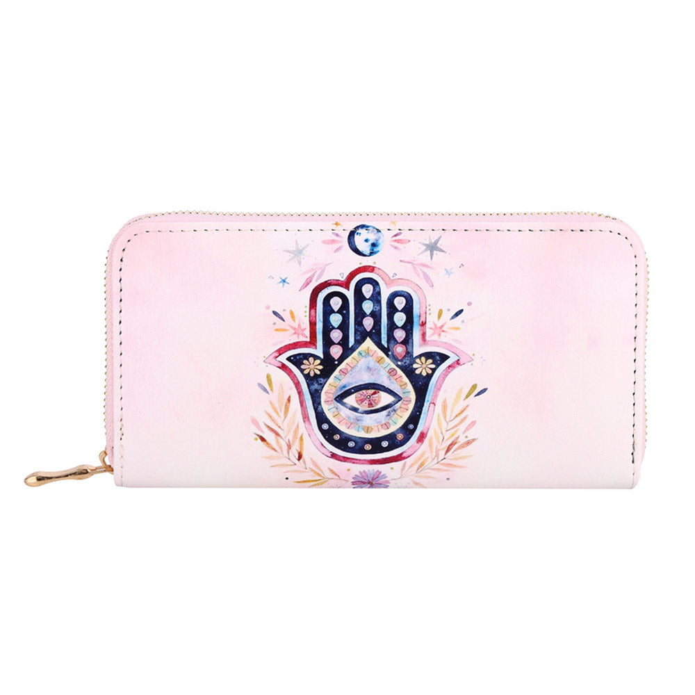 Light Pink Hamsa Print Zip Wallet