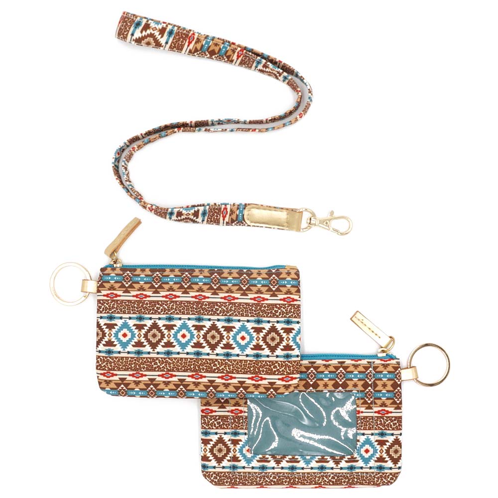 Boho Aztec ID Wallet with Detachable Lanyard