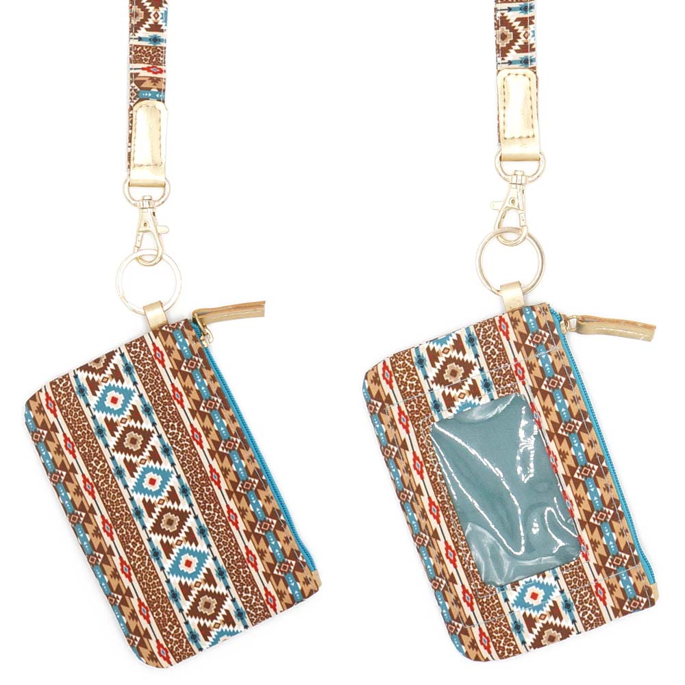Boho Aztec ID Wallet with Detachable Lanyard