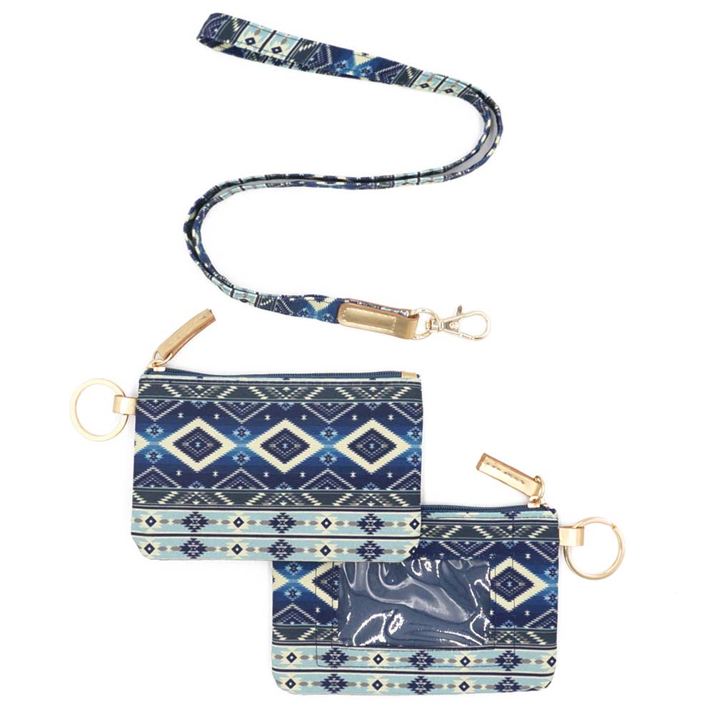 Boho Aztec ID Wallet with Detachable Lanyard