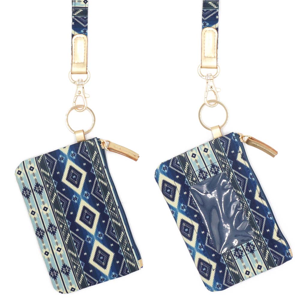 Boho Aztec ID Wallet with Detachable Lanyard