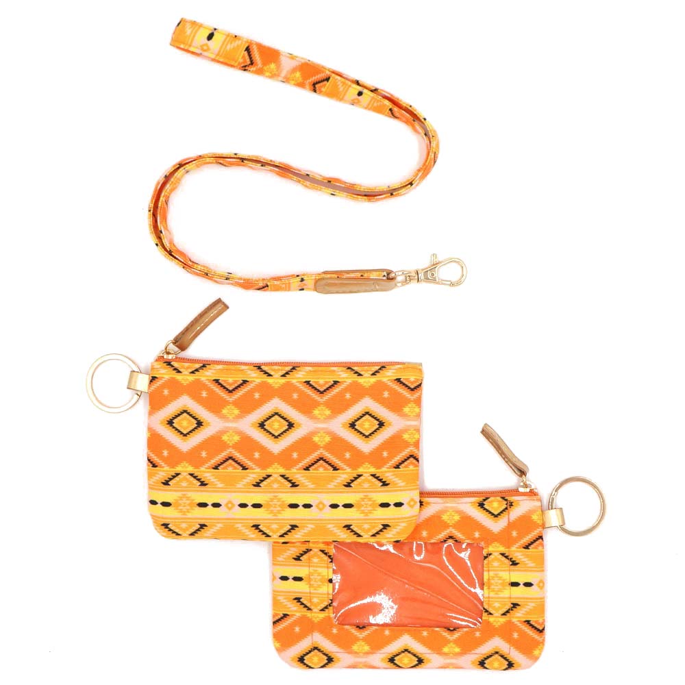 Boho Aztec ID Wallet with Detachable Lanyard