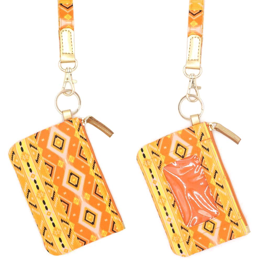 Boho Aztec ID Wallet with Detachable Lanyard