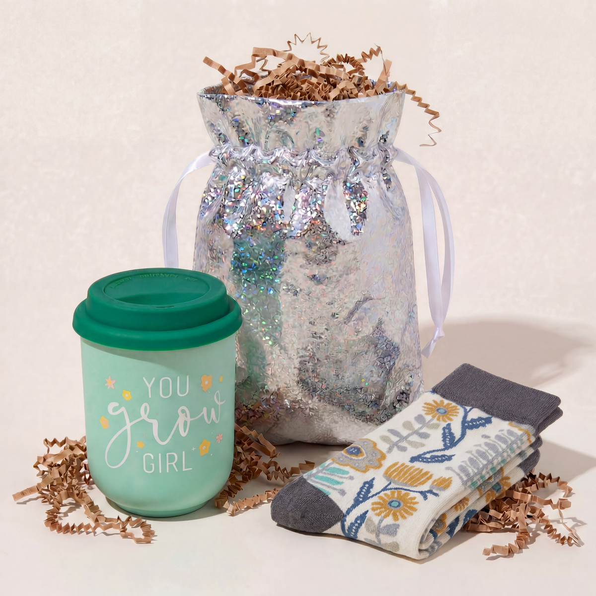 You Grow Girl Mug & Floral Socks Gift Set