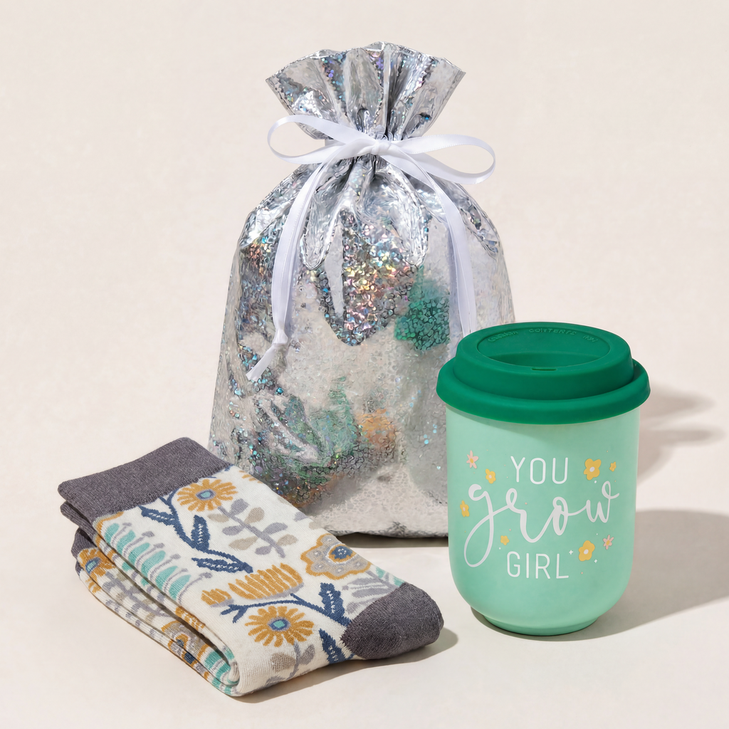 You Grow Girl Mug & Floral Socks Gift Set