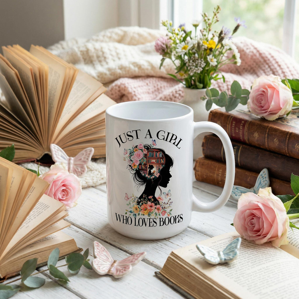 Book Lover Mug | Floral Ceramic Cup