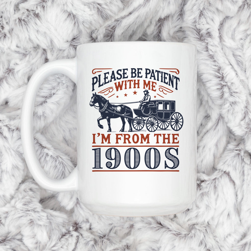 1900s Humor Mug | Vintage Horse Carriage Cup
