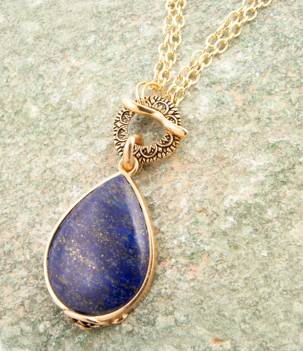 Blue Lapis Teardrop Pendant Necklace