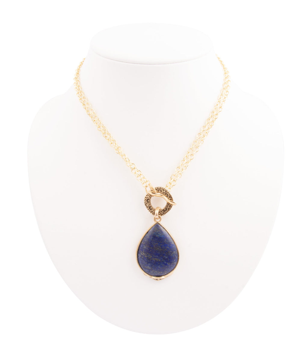 Blue Lapis Teardrop Pendant Necklace