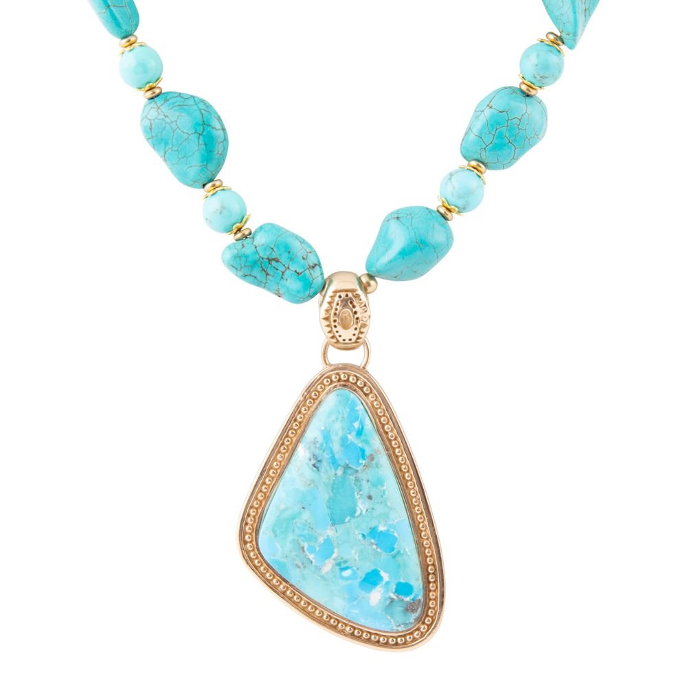 Blue Turquoise Triangle Pendant Necklace