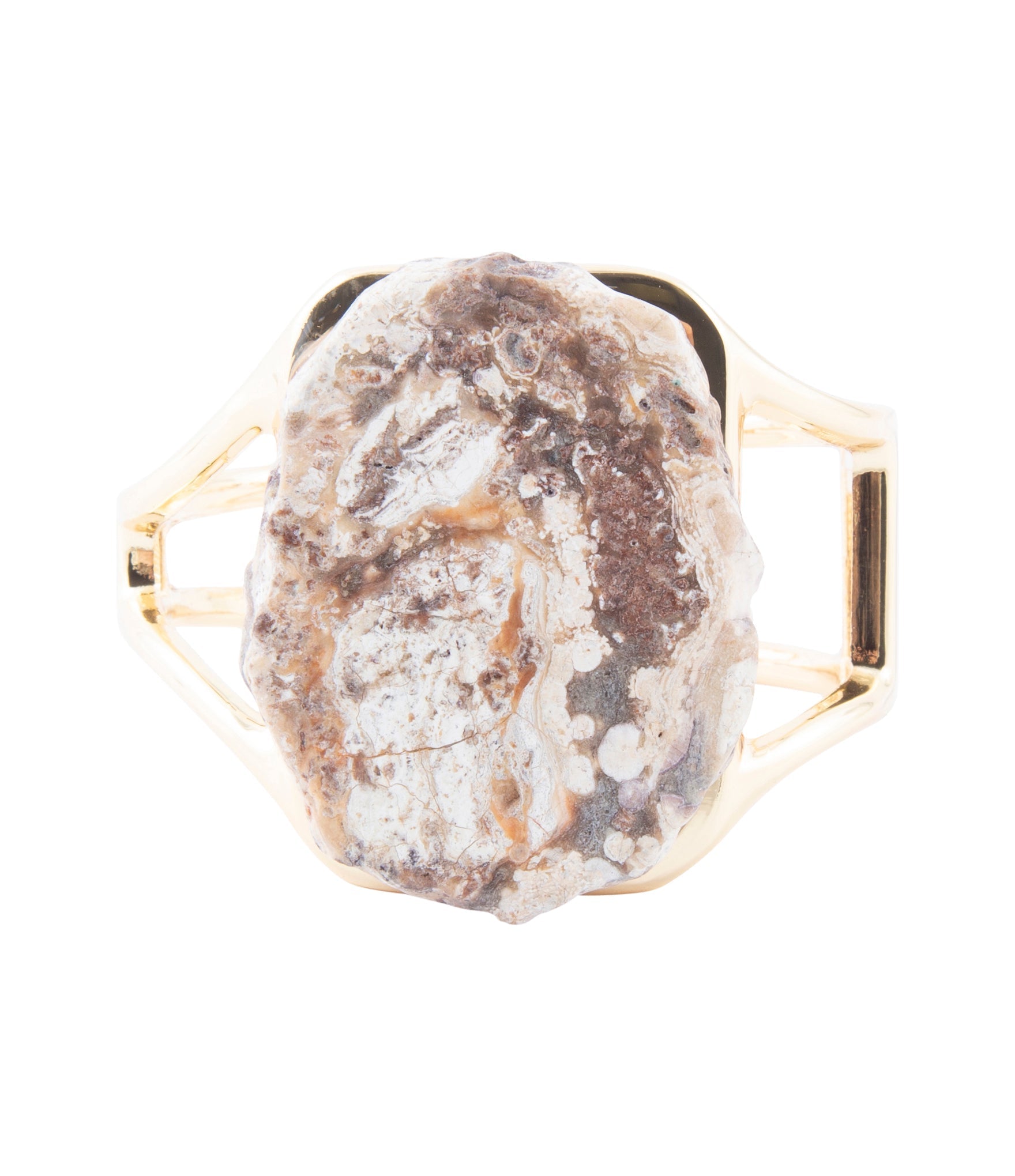 Ocean Jasper & Gold Cuff Bracelet | Genuine Stone Statement Piece