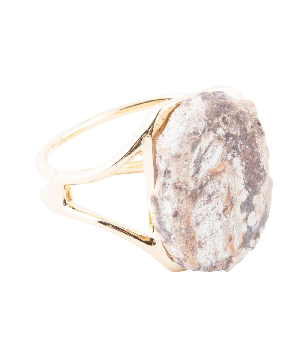 Ocean Jasper & Gold Cuff Bracelet | Genuine Stone Statement Piece