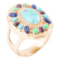 Multistone Concho Statement Ring | Turquoise, Lapis & Coral