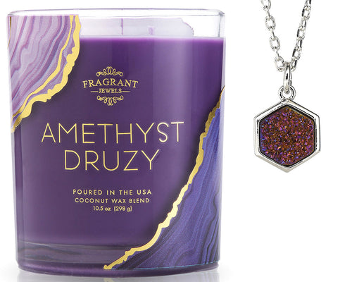 Amethyst Druzy Jewel Candle | Ring or Pendant Inside