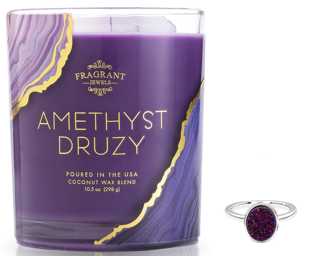 Amethyst Druzy Jewel Candle | Ring or Pendant Inside
