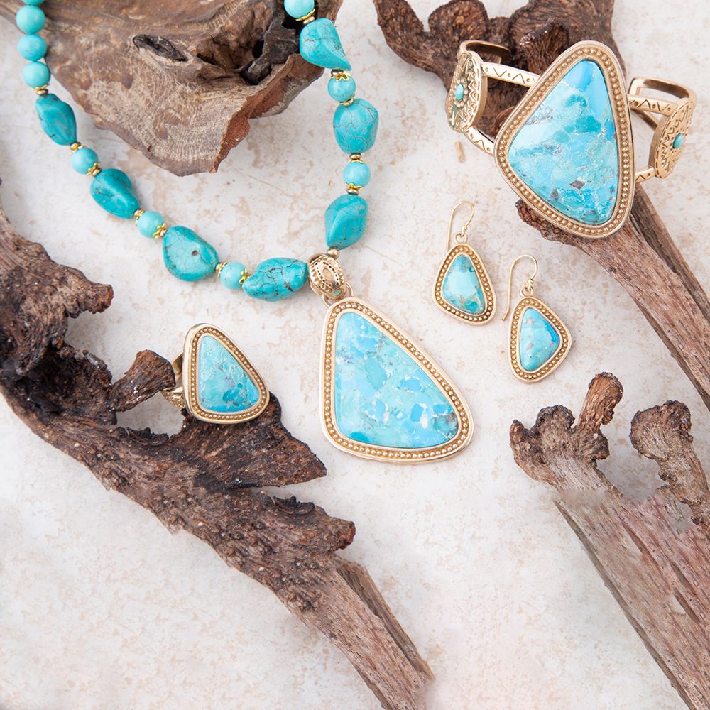Blue Turquoise Triangle Pendant Necklace