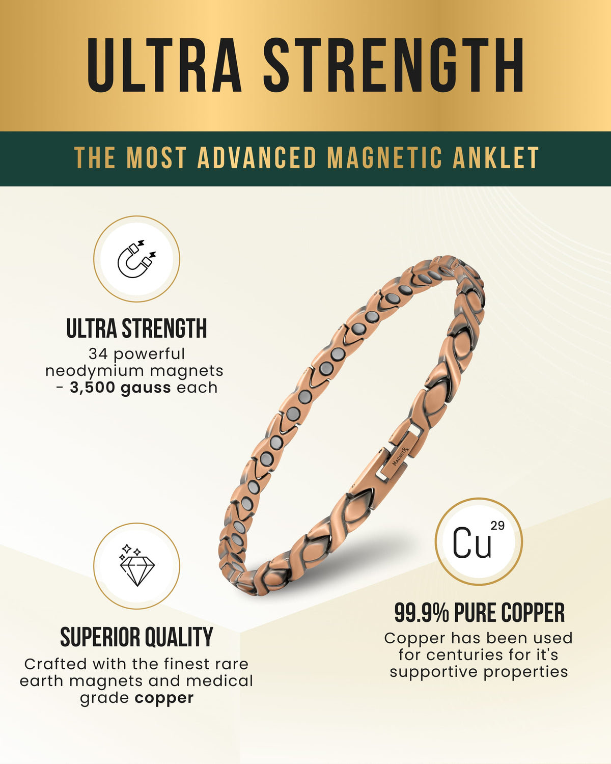 Copper Magnetic Therapy Anklet