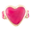 Pink Agate Heart Statement Ring