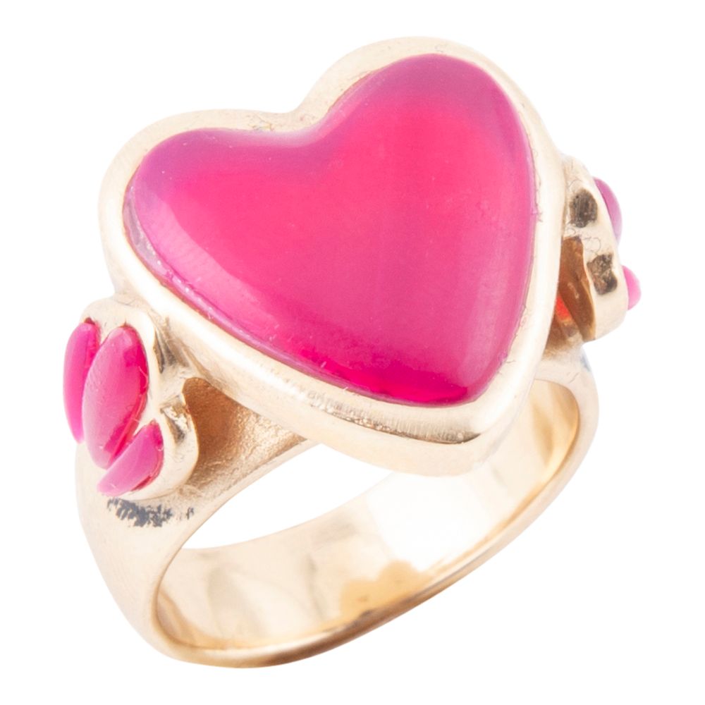 Pink Agate Heart Statement Ring