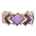 Purple Turquoise & Quartz Golden Link Bracelet