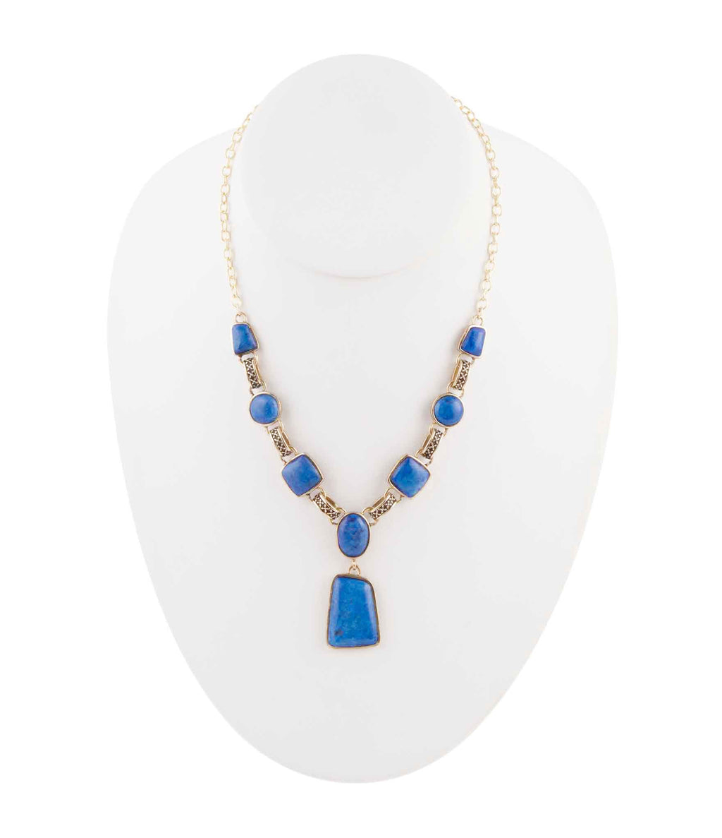 Blue Lapis Golden Pendant Necklace